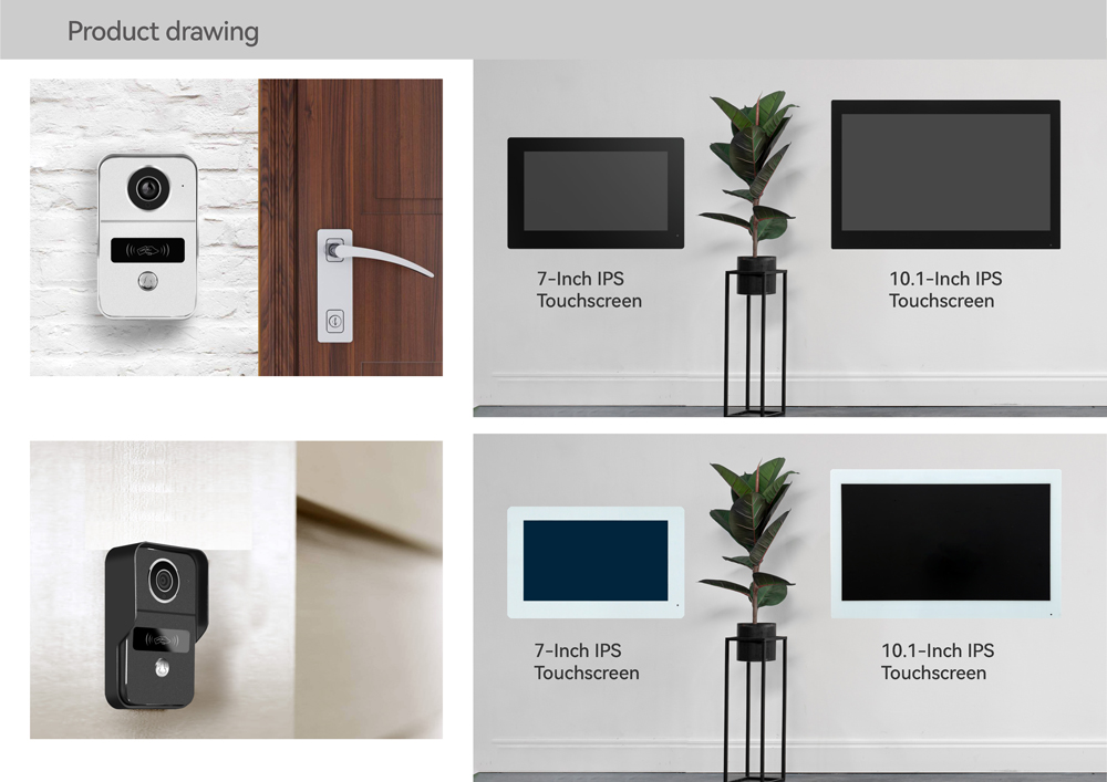 Smart Doorbell Wired - شاشة لمس ملونة لاسلكية مقاس 10/7